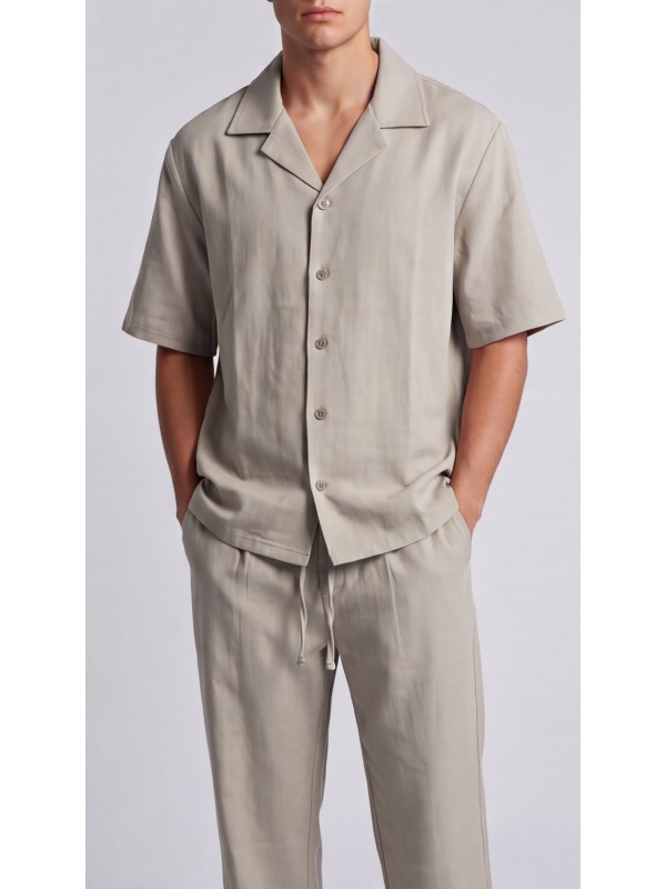 Life Style Butiken Ανδρικό Κοντομάνικο Πουκάμισο Oversize LS12011 SAND