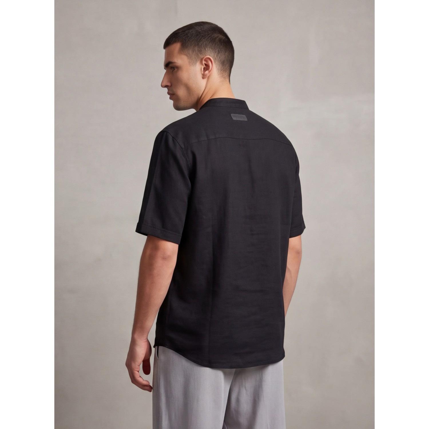 Life Style Butiken Ανδρική Πουκαμίσα Μαο LS12027 Black Ανδρικά