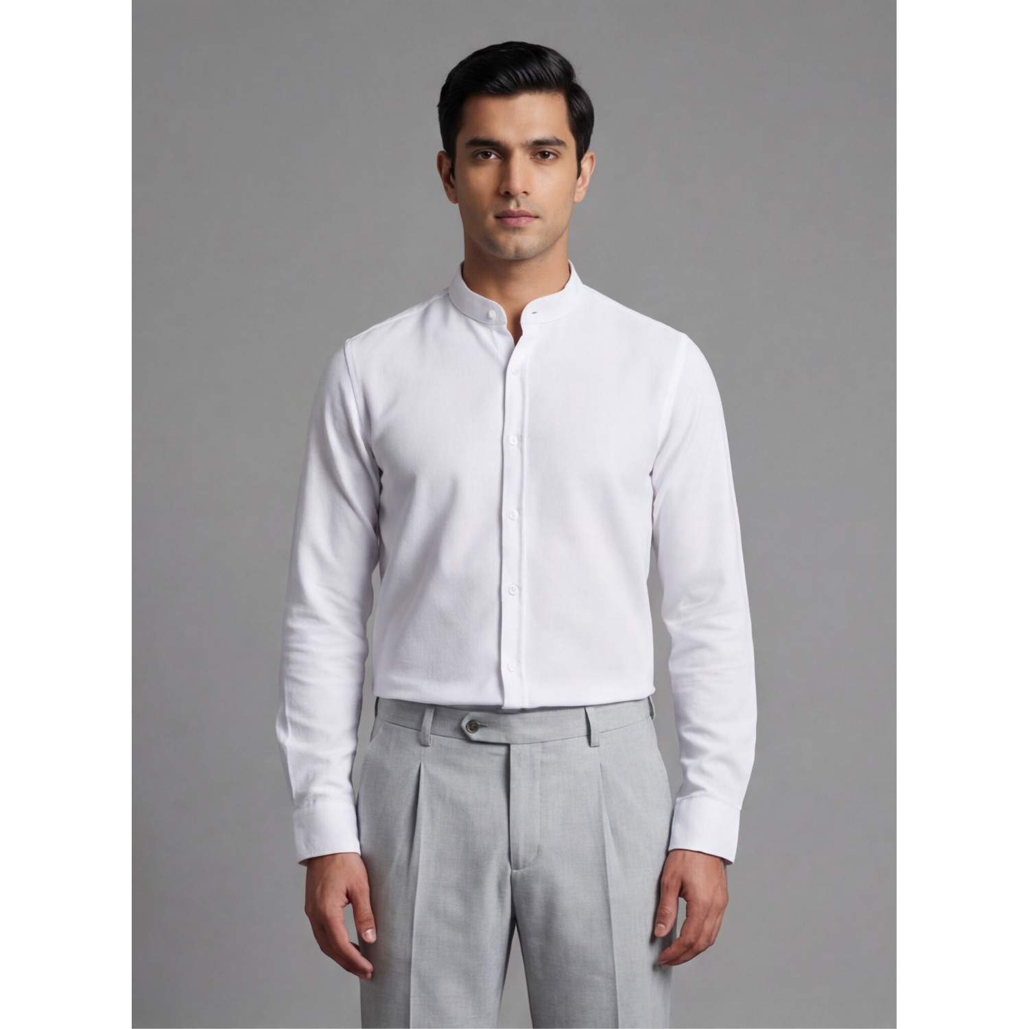 Life Style Butiken Ανδρικό Μακρυμάνικο πουκάμισο Μαο Regular Fit LS125002 Λευκό