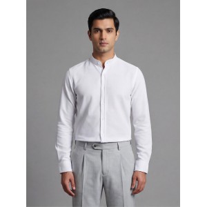Life Style Butiken Ανδρικό Μακρυμάνικο πουκάμισο Μαο Regular Fit LS125002 Λευκό