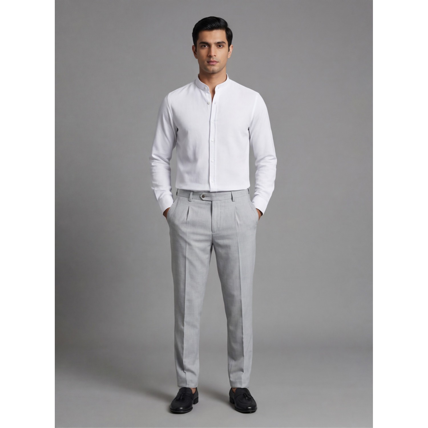 Life Style Butiken Ανδρικό Μακρυμάνικο πουκάμισο Μαο Regular Fit LS125002 Λευκό