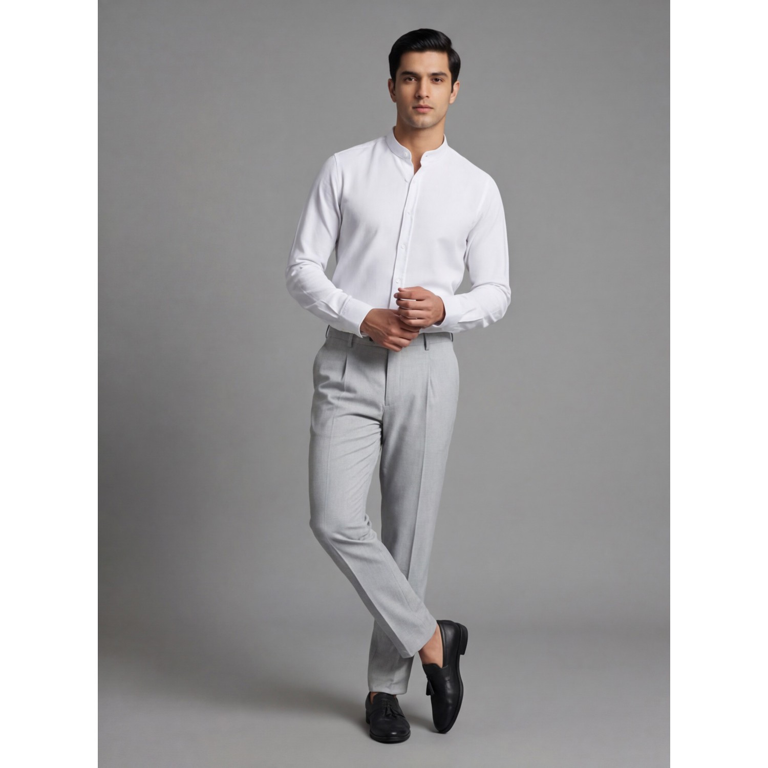 Life Style Butiken Ανδρικό Μακρυμάνικο πουκάμισο Μαο Regular Fit LS125002 Λευκό