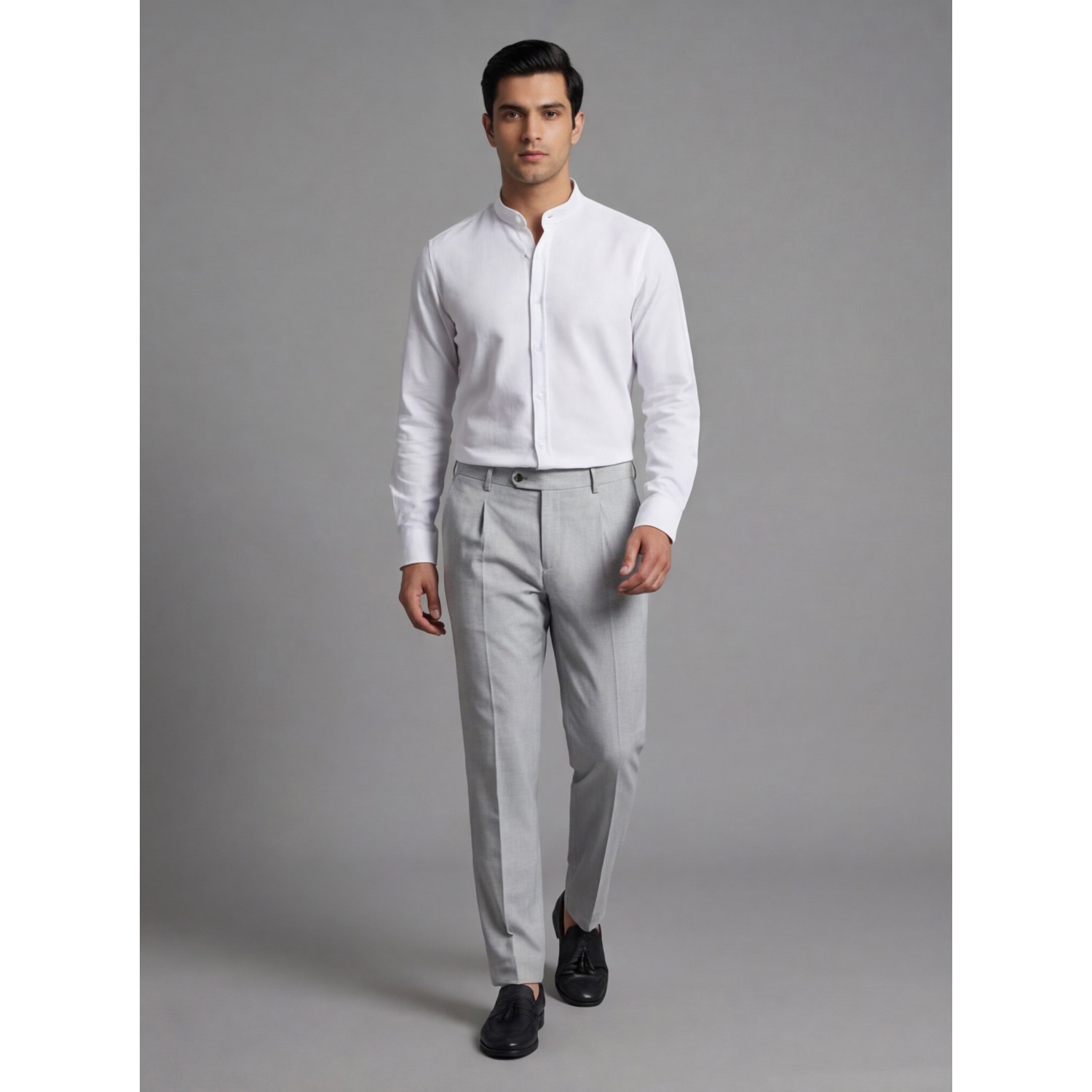 Life Style Butiken Ανδρικό Μακρυμάνικο πουκάμισο Μαο Regular Fit LS125002 Λευκό