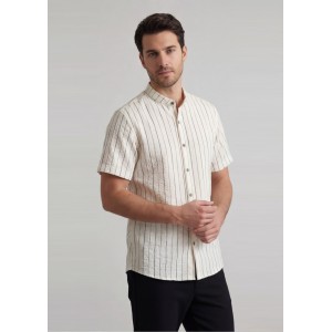 Life Style Butiken Ανδρικό Πουκάμισο Ριγέ Μαο LS12648514 Εκρού