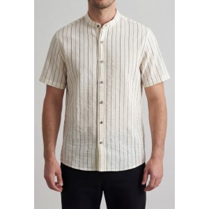 Life Style Butiken Ανδρικό Πουκάμισο Ριγέ Μαο LS12648514 Εκρού