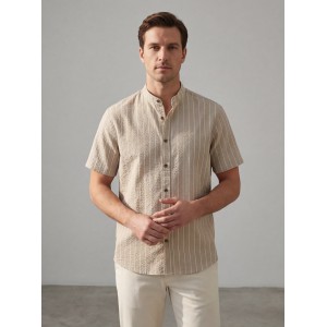 Life Style Butiken Ανδρικό Πουκάμισο Ριγέ Μαο LS12648514 Ταμπά