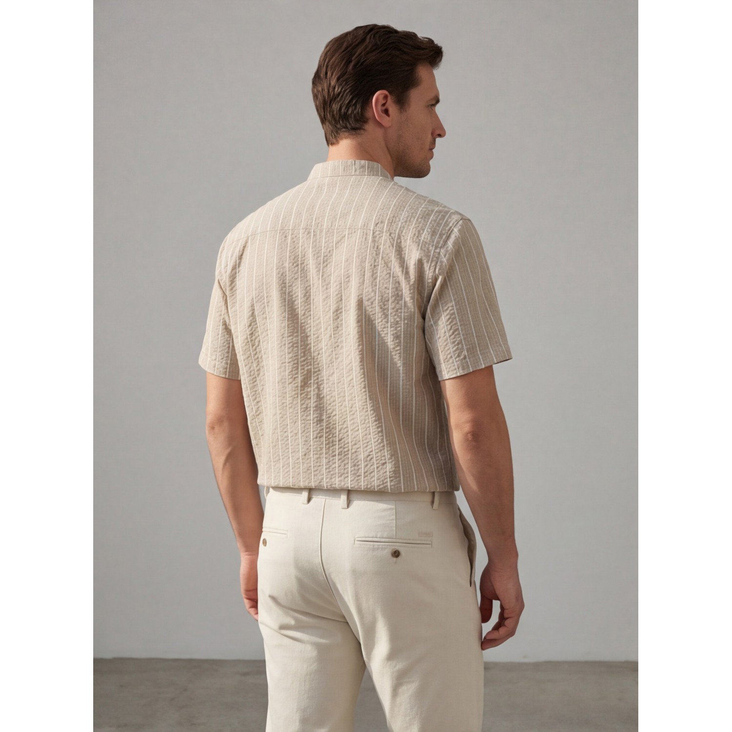 Life Style Butiken Ανδρικό Πουκάμισο Ριγέ Μαο LS12648514 Ταμπά