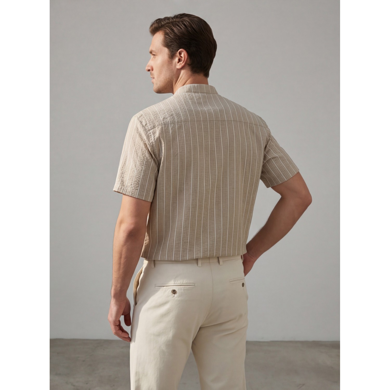 Life Style Butiken Ανδρικό Πουκάμισο Ριγέ Μαο LS12648514 Ταμπά