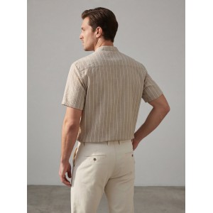 Life Style Butiken Ανδρικό Πουκάμισο Ριγέ Μαο LS12648514 Ταμπά