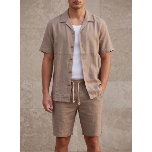 Life Style Butiken Ανδρικό Πουκάμισο Λινό LS12648522 Coffee Ανδρικά