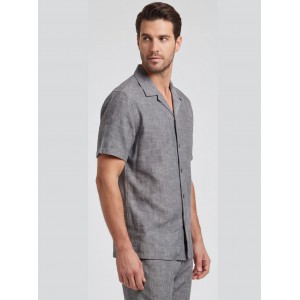 Life Style Butiken Ανδρικό Κοντομάνικο Πουκάμισο Λινό LS12648522 Γκρι Ανδρικά