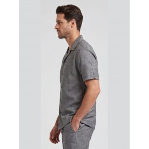 Life Style Butiken Ανδρικό Κοντομάνικο Πουκάμισο Λινό LS12648522 Γκρι Ανδρικά