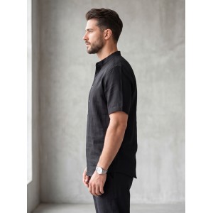 Life Style Butiken Ανδρική Πουκαμίσα Λινή Μάο LS12648525 Black Ανδρικά