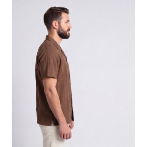 Life Style Butiken Ανδρικό Κοντομάνικο Πουκάμισο Με Διάτρητο Σχέδιο LS133-7937 Camel Ανδρικά
