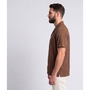Life Style Butiken Ανδρικό Κοντομάνικο Πουκάμισο Με Διάτρητο Σχέδιο LS133-7937 Camel Ανδρικά