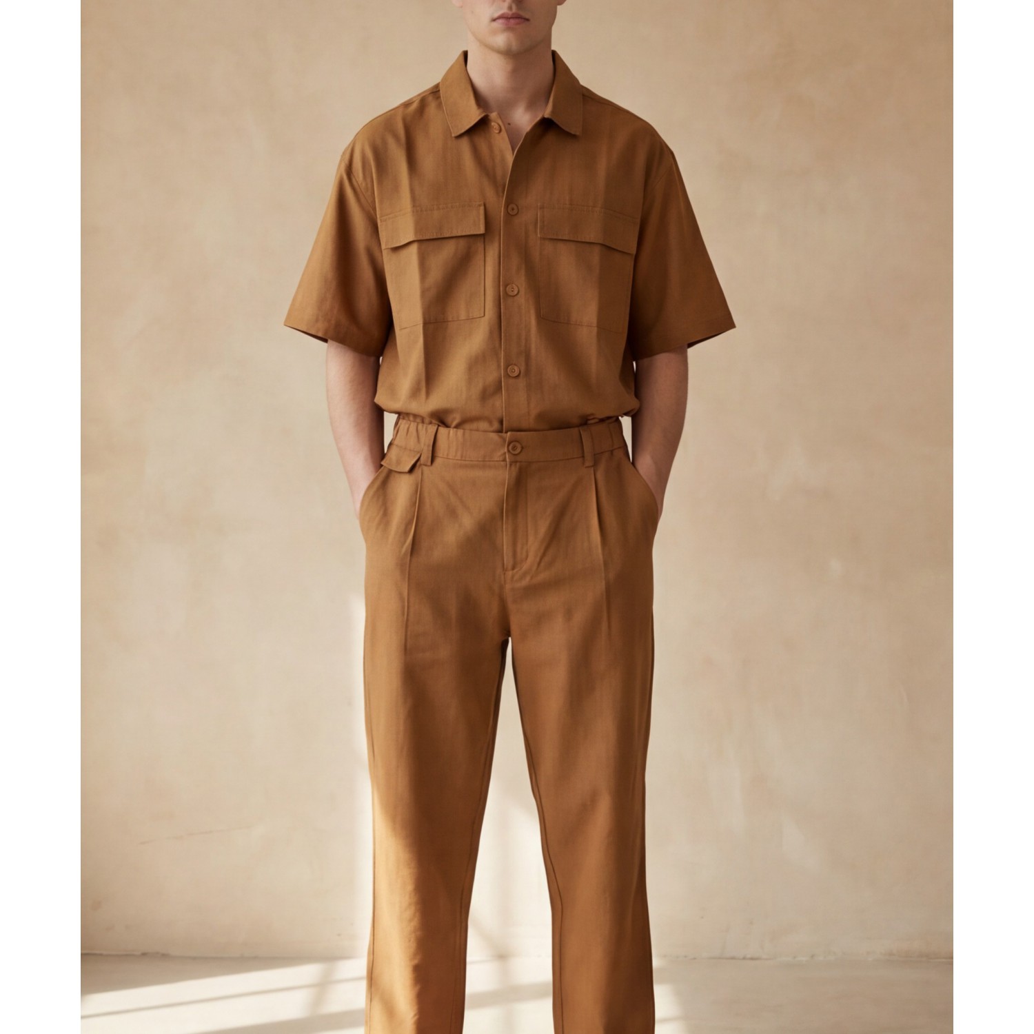 Life Style Butiken Ανδρικό Υφασμάτινο Παντελόνι με πιέτες LS1M5804 Camel