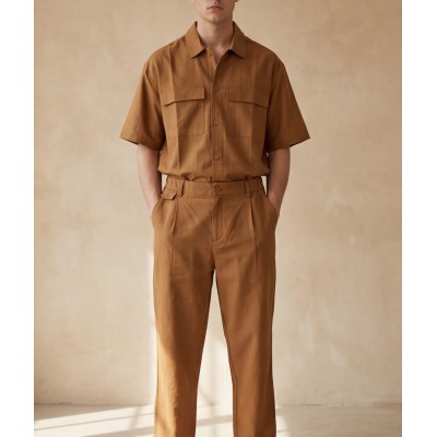 Life Style Butiken Ανδρικό Υφασμάτινο Παντελόνι με πιέτες LS1M5804 Camel