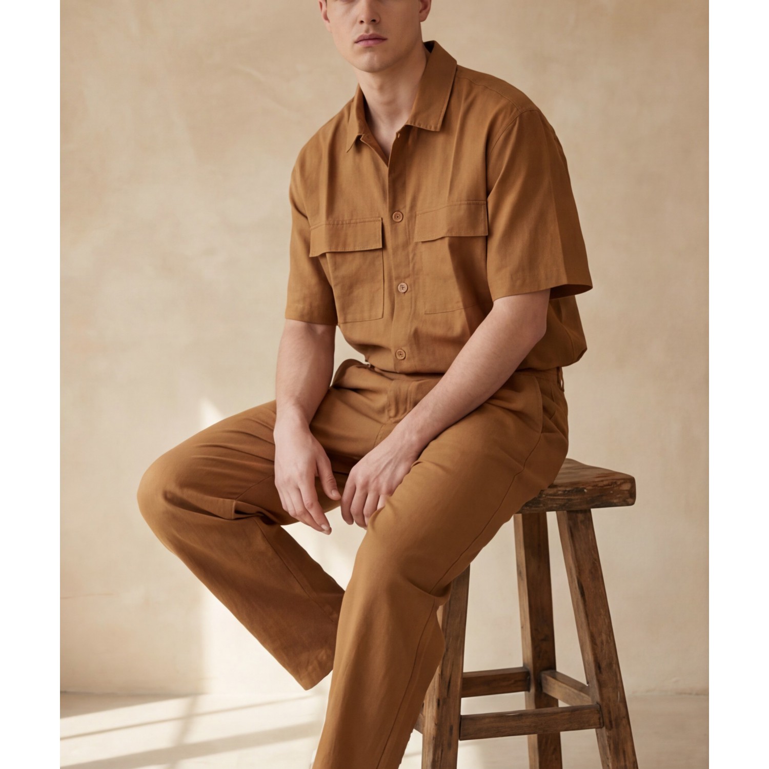 Life Style Butiken Ανδρικό Υφασμάτινο Παντελόνι με πιέτες LS1M5804 Camel