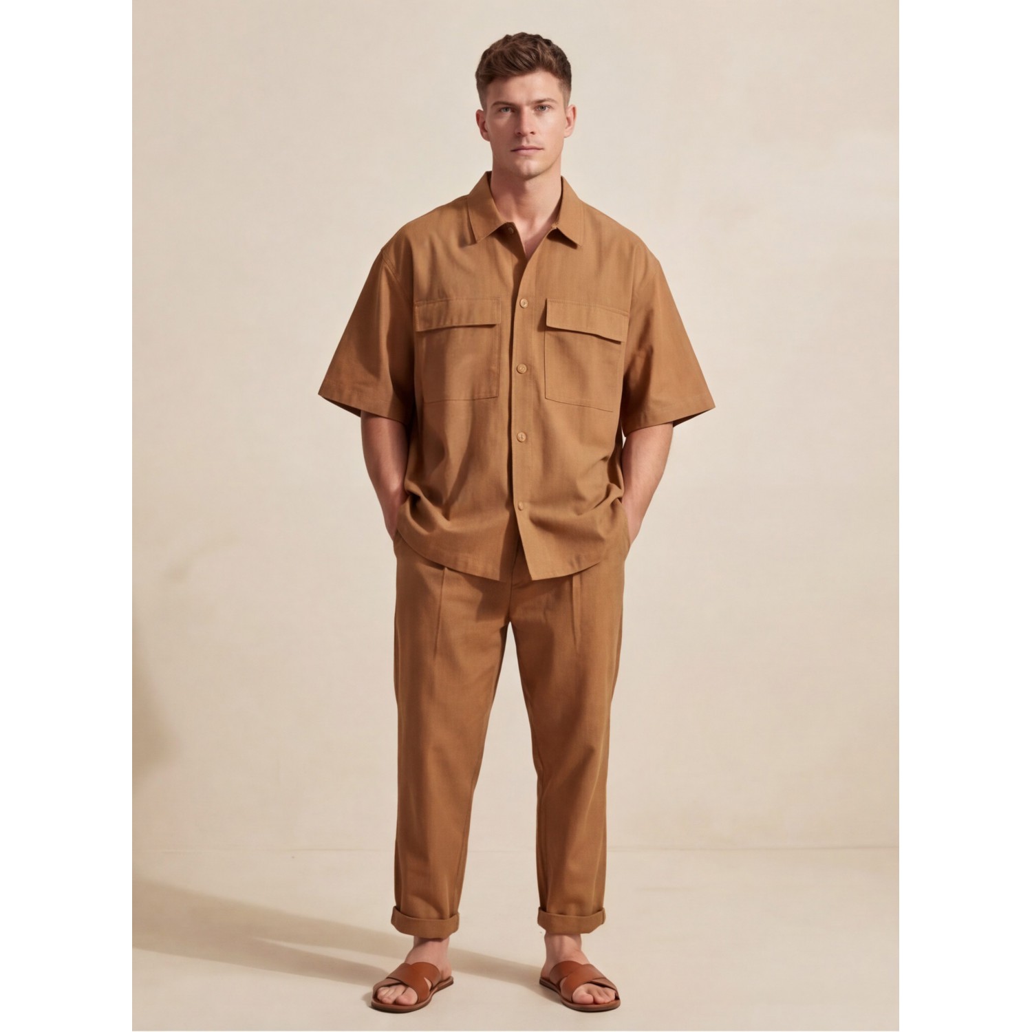 Life Style Butiken Ανδρικό Υφασμάτινο Παντελόνι με πιέτες LS1M5804 Camel