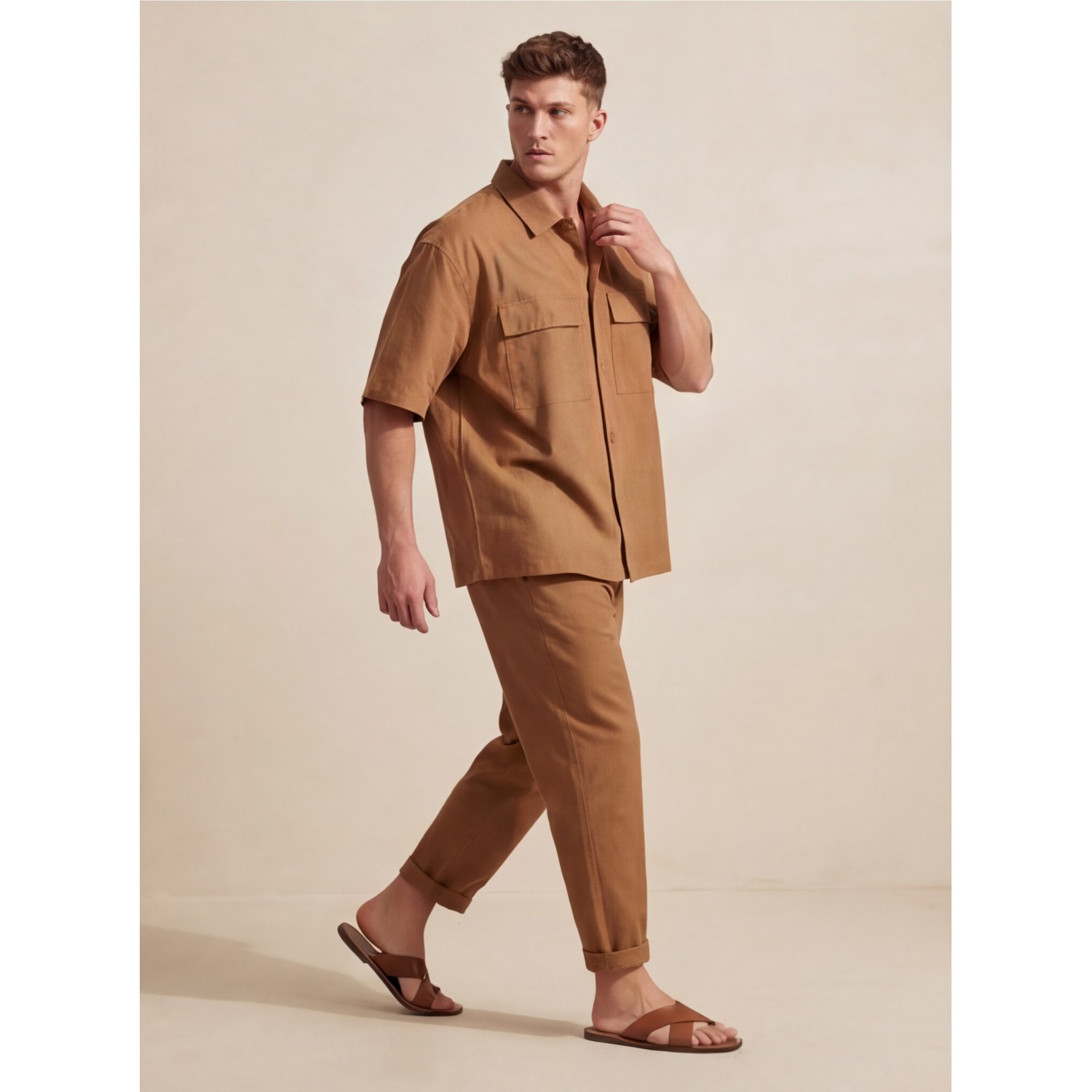 Life Style Butiken Ανδρικό Υφασμάτινο Παντελόνι με πιέτες LS1M5804 Camel