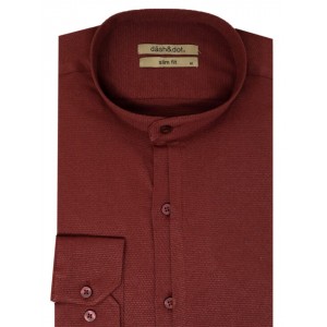 Life Style Bytiken Ανδρικό Μακρυμάνικο πουκάμισο με Μάο γιακά Slim Fit LS124669/02 Μπορντό 