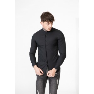 Life Style Butiken Ανδρικό Μακρυμάνικο πουκάμισο Mao Super Slim LS1NS7229 Black