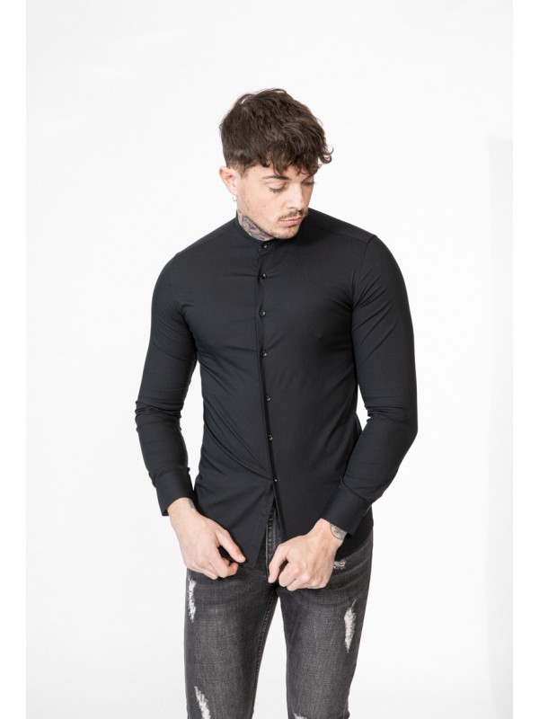 Life Style Butiken Ανδρικό Μακρυμάνικο πουκάμισο Mao Super Slim LS1NS7229 Black