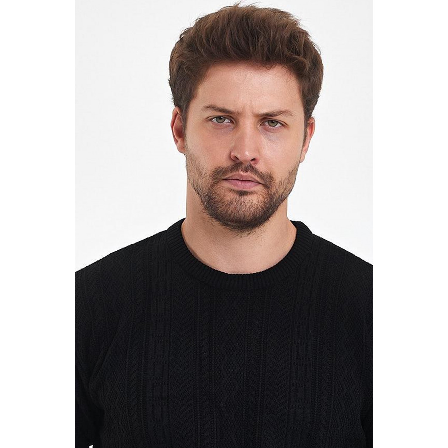 Life Style Butiken Μαύρο Ανδρικό Πουλόβερ Με Στρογγυλή Λαιμόκοψη LS152328152 BLACK