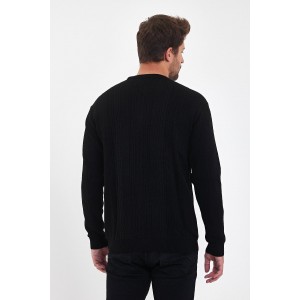 Life Style Butiken Μαύρο Ανδρικό Πουλόβερ Με Στρογγυλή Λαιμόκοψη LS152328152 BLACK