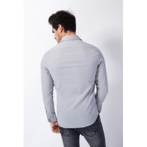 Life Style Butiken Ανδρικό Μακρυμάνικο πουκάμισο Super Slim LS1NS7179 Γκρι
