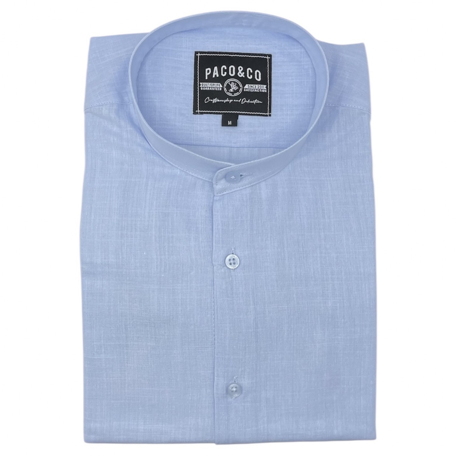 Life Style Butiken Ανδρικό Μακρυμάνικο Μαο Πουκάμισο Λινό LS12441004 Σιέλ