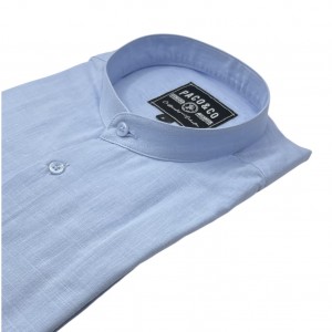 Life Style Butiken Ανδρικό Μακρυμάνικο Μαο Πουκάμισο Λινό LS12441004 Σιέλ