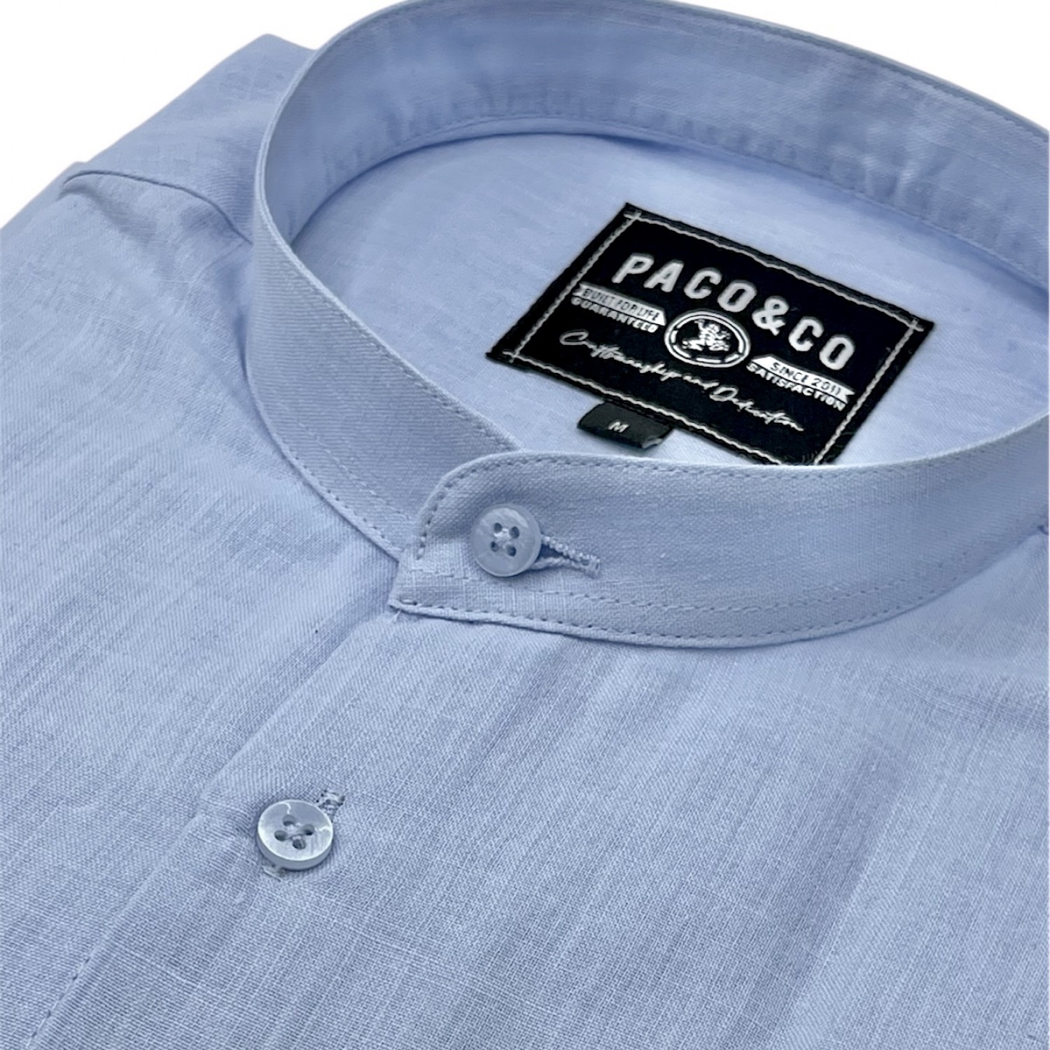 Life Style Butiken Ανδρικό Μακρυμάνικο Μαο Πουκάμισο Λινό LS12441004 Σιέλ