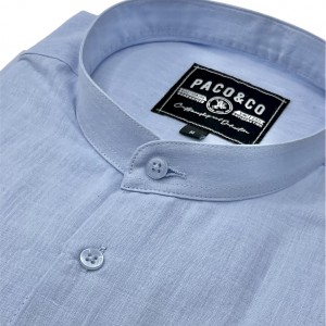 Life Style Butiken Ανδρικό Μακρυμάνικο Μαο Πουκάμισο Λινό LS12441004 Σιέλ