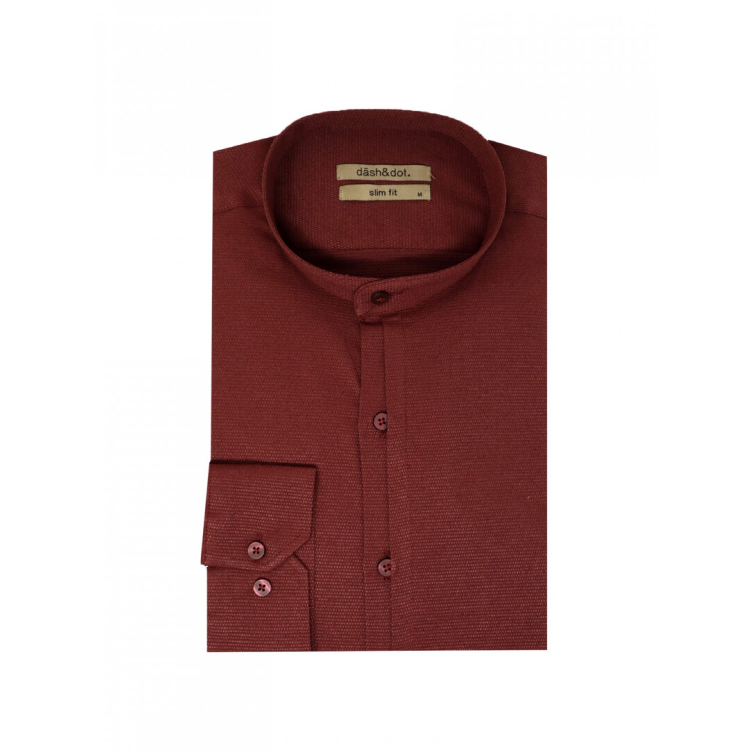 Life Style Bytiken Ανδρικό Μακρυμάνικο πουκάμισο με Μάο γιακά Slim Fit LS124669/02 Μπορντό 