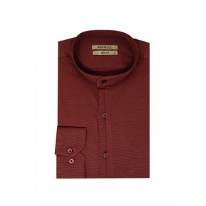 Life Style Bytiken Ανδρικό Μακρυμάνικο πουκάμισο με Μάο γιακά Slim Fit LS124669/02 Μπορντό 