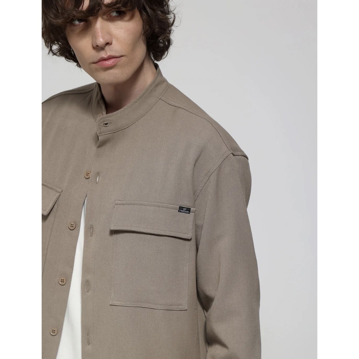 Life Style Butiken Ανδρικό Over Πουκάμισο LS12184 Μπεζ