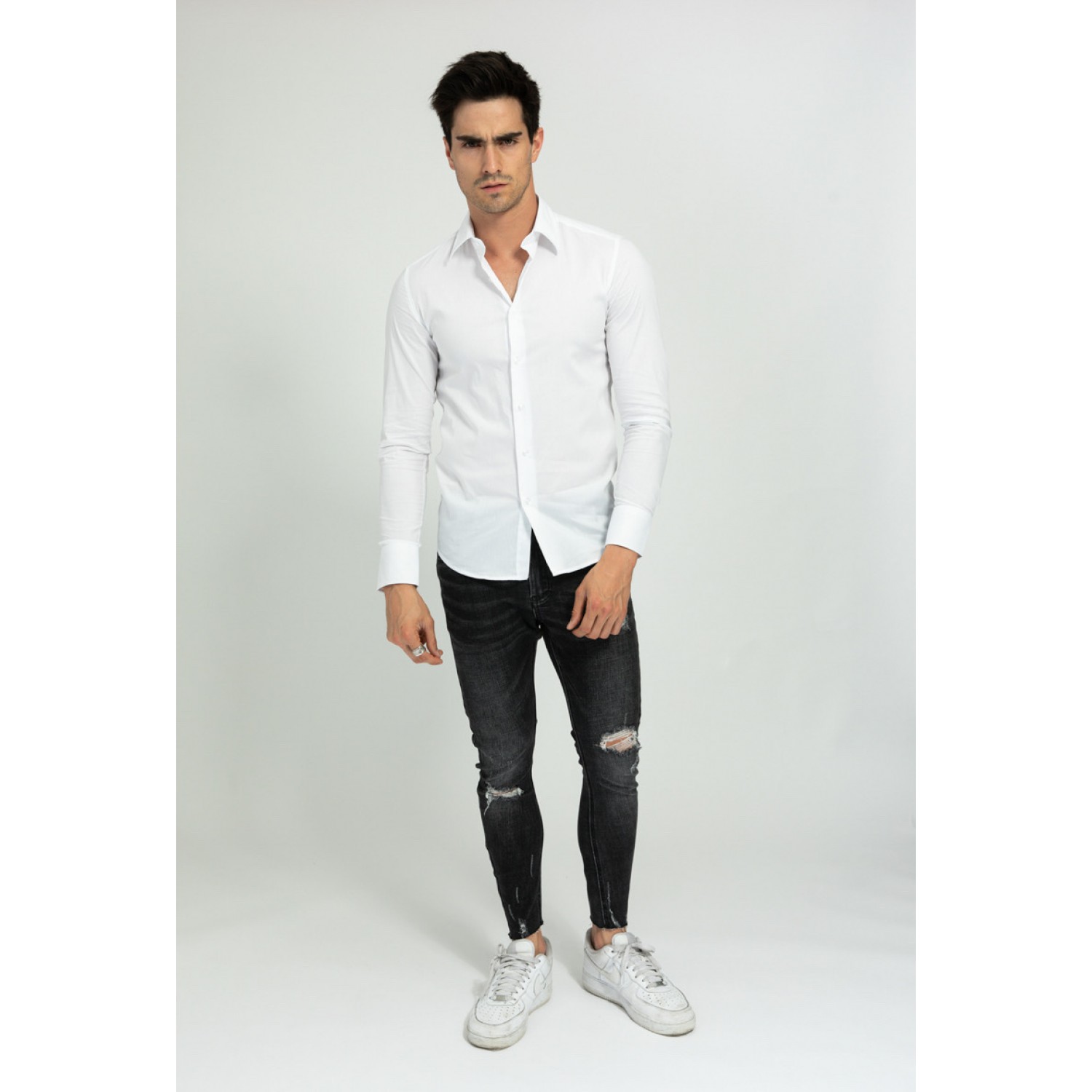 Life Style Butiken Ανδρικό Μακρυμάνικο πουκάμισο  Slim LS1NS7179 Λευκό