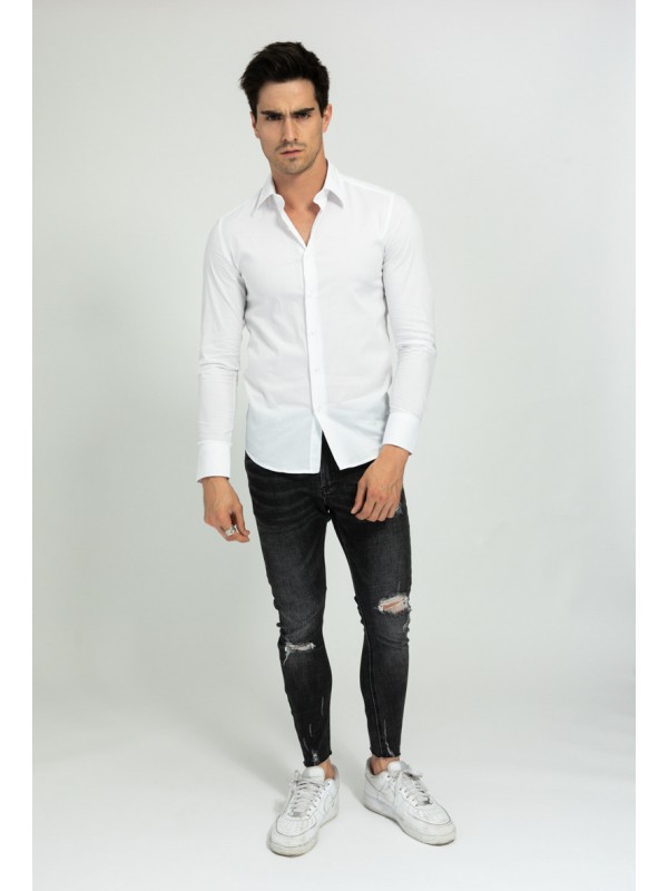 Life Style Butiken Ανδρικό Μακρυμάνικο πουκάμισο  Slim LS1NS7179 Λευκό