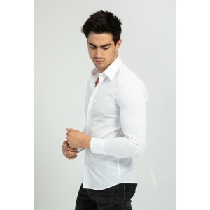 Life Style Butiken Ανδρικό Μακρυμάνικο πουκάμισο  Slim LS1NS7179 Λευκό
