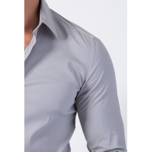 Life Style Butiken Ανδρικό Μακρυμάνικο πουκάμισο Super Slim LS1NS7179 Γκρι