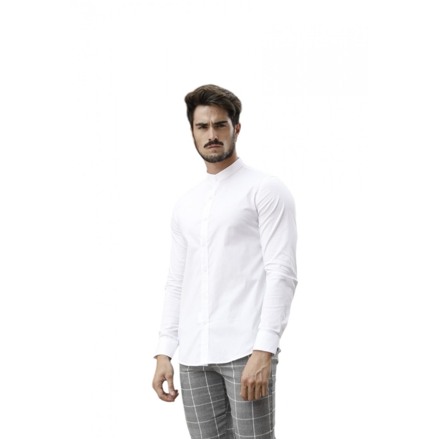 Life Style Butiken Ανδρικό Μακρυμάνικο πουκάμισο Mao Super Slim LS1NS7229 Λευκό