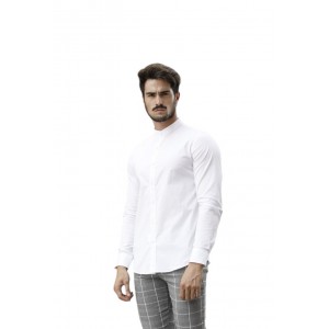 Life Style Butiken Ανδρικό Μακρυμάνικο πουκάμισο Mao Super Slim LS1NS7229 Λευκό