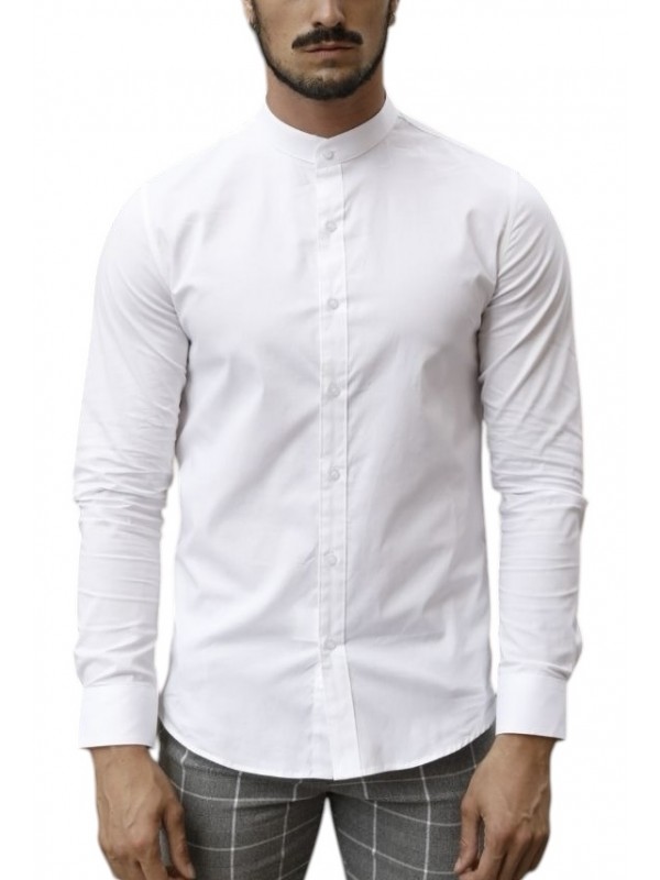 Life Style Butiken Ανδρικό Μακρυμάνικο πουκάμισο Mao Super Slim LS1NS7229 Λευκό