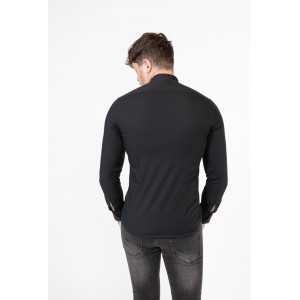 Life Style Butiken Ανδρικό Μακρυμάνικο πουκάμισο Mao Super Slim LS1NS7229 Black