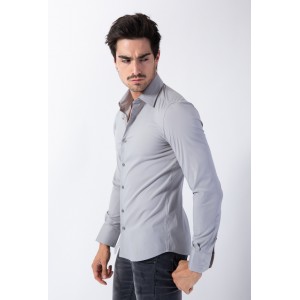 Life Style Butiken Ανδρικό Μακρυμάνικο πουκάμισο Super Slim LS1NS7179 Γκρι