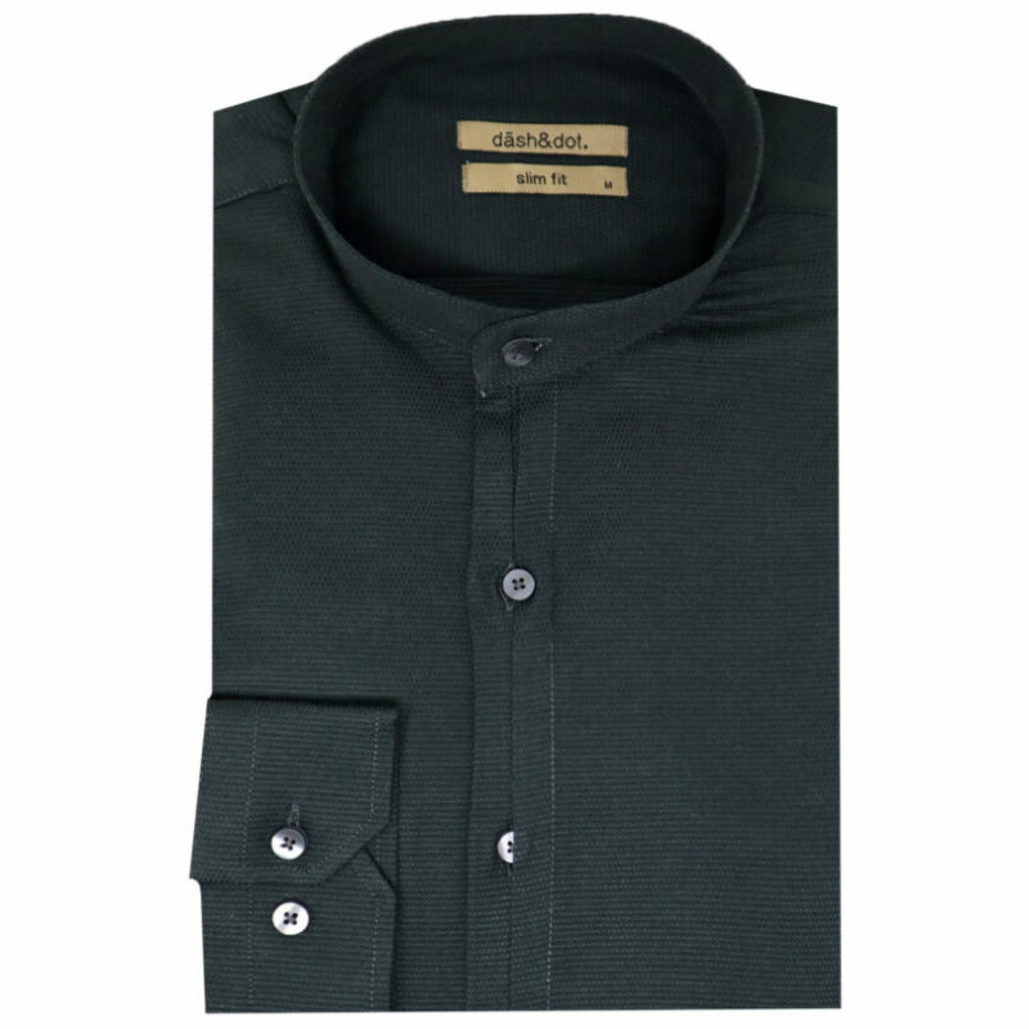 Life Style Bytiken Ανδρικό Μακρυμάνικο πουκάμισο με Μάο γιακά Slim Fit LS124669/04 Green