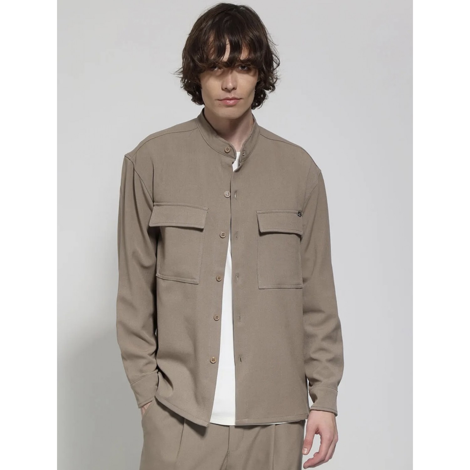 Life Style Butiken Ανδρικό Over Πουκάμισο LS12184 Μπεζ