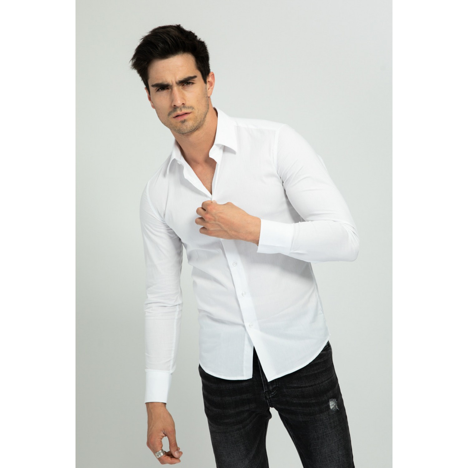 Life Style Butiken Ανδρικό Μακρυμάνικο πουκάμισο  Slim LS1NS7179 Λευκό