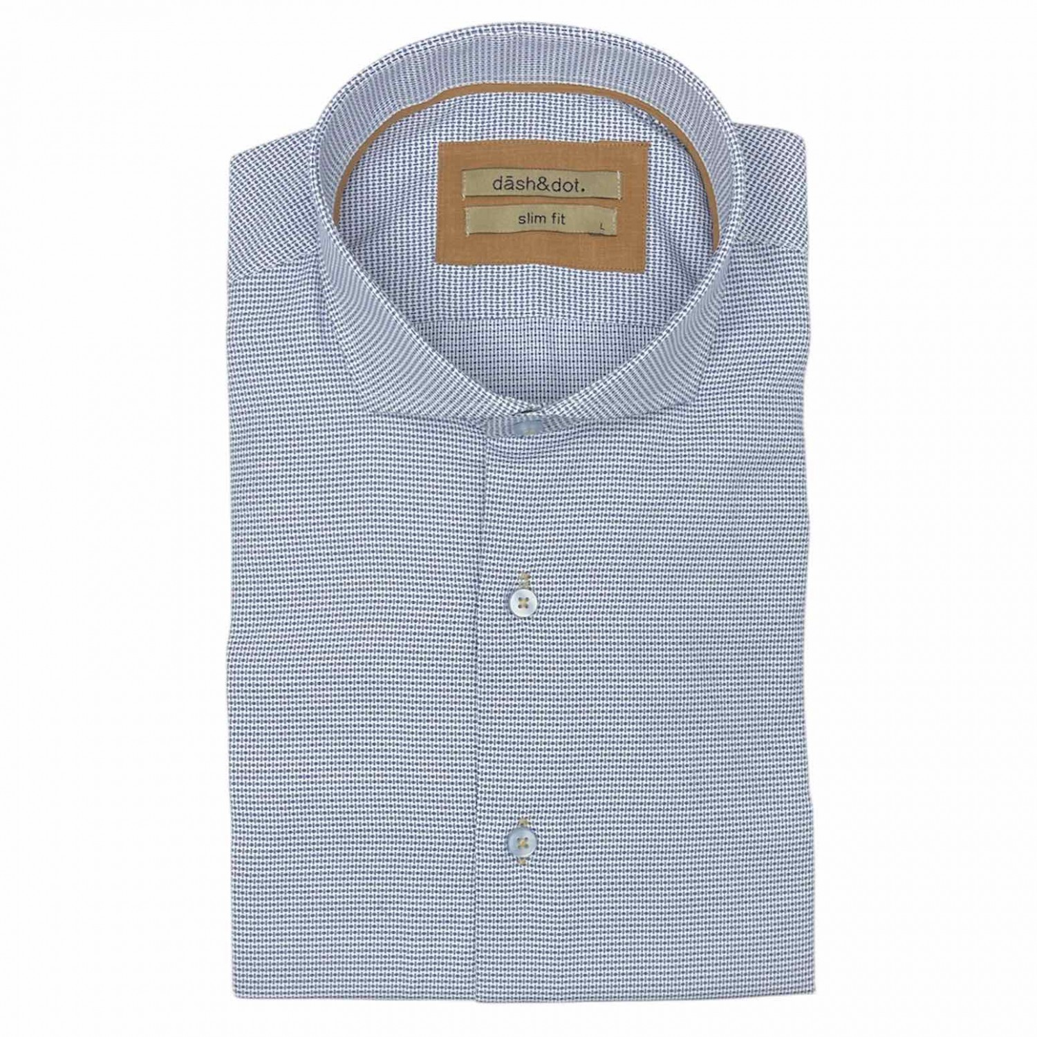 Life Style Butiken Ανδρικό Μακρυμάνικο πουκάμισο με μικροσχέδια Slim Fit LS125139 Σιέλ